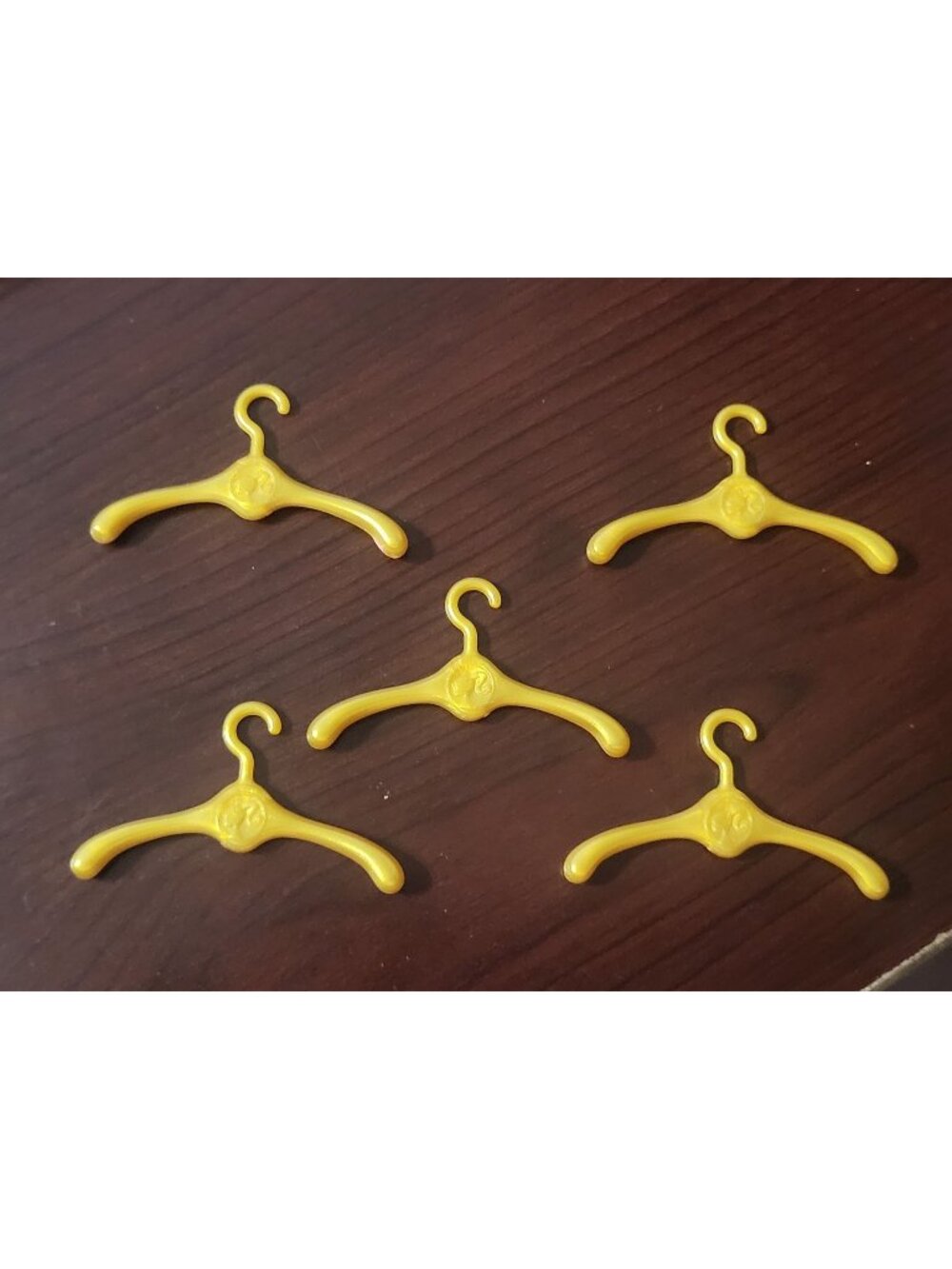 Mattel Barbie Gold Plastic Doll Clothes Hangers Set of 5